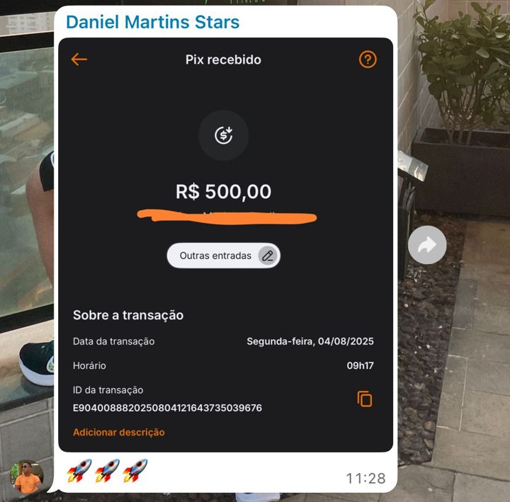 Pix recebido de R$500,00